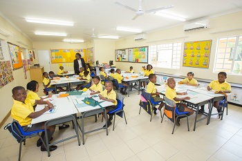 children in a classroom in Botswana