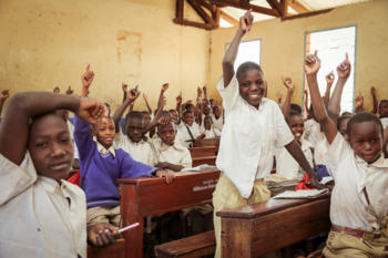 children in a classroom in Botswana