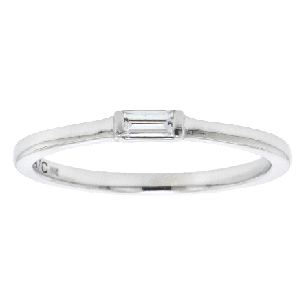 14K White Gold Stackable Band w/Baguette Diam=....