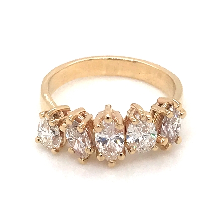 14K Yellow Gold Fashion Band w/3Marquise and 2 ...