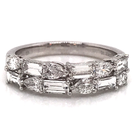 18K White Gold Two Row Band w/6Tapered Baguette...