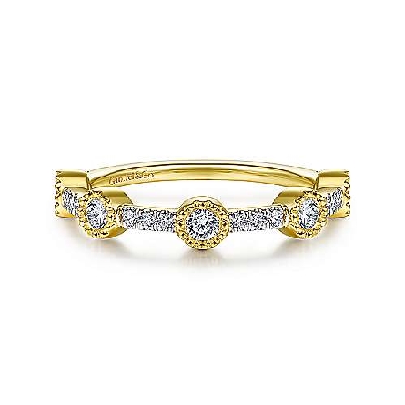 14K Yellow Gold Stations Stackable Ring w/Diams...