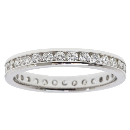 14K White Gold Channel Eternity Band w/30Diams=.95ctw SI H-I Size 6.5 #ARCH