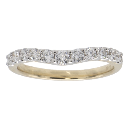 14K Yellow Gold Curved Prong Set Band w/11Diams...