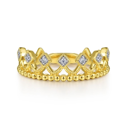 14K Yellow Gold Crown Stackable Band w/Diams=.0...