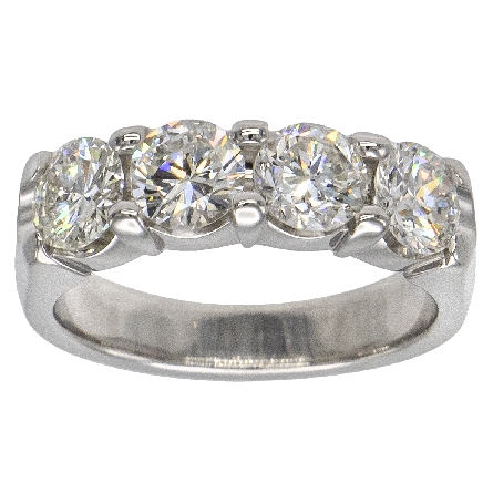 14K White Gold Shared Prongs Tapered Band w/4Diams=2.17ctw VS-SI G-H-I Size 6.5 #ARPSOP
