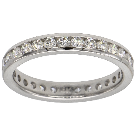 14K White Gold Channel Eternity Band w/29Diams=.97ctw SI H-I Size 6.5 #ARCH