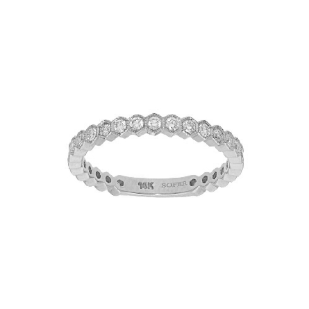 14K White Gold Hexagon Shapes Stackable Band w/...