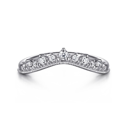 14K White Gold Gabriel Curved Crown Style Band ...