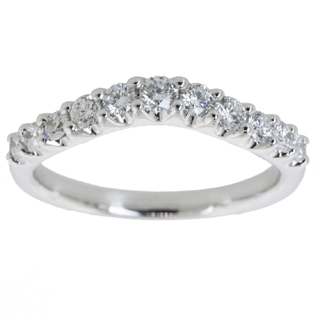 14K White Gold Curved Prong Set Band w/11Diams=...