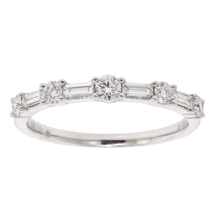 14K White Gold Stackable Band w/4Baguette Diams=.20ctw and 5Diams=.31ctw VS G-H Size 6.5 #R22-122018