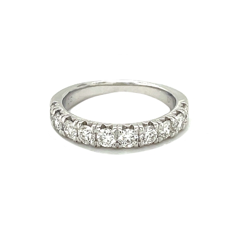 14K White  Gold W-Prong Stackable Band w/10Diams=1.00ctw VS G-H Size 6.5 #RG26675