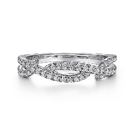 14K White Gold Open Twist Stackable Guard Band ...