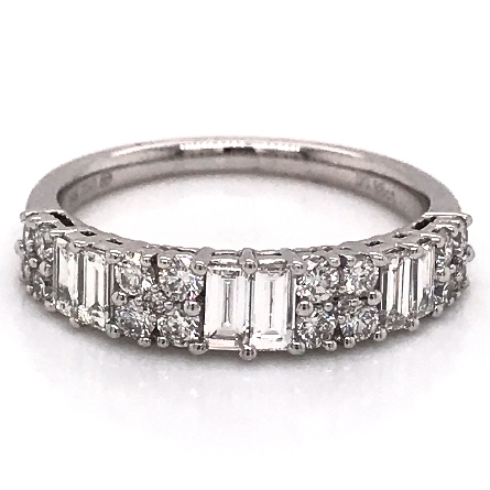 14K White Gold Band w/6 Tapered Baguette Diams=...