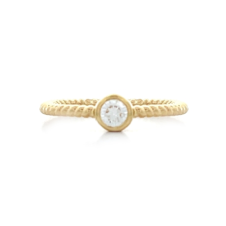 14K Yellow Gold Braided Bezel Station Ring w/1D...