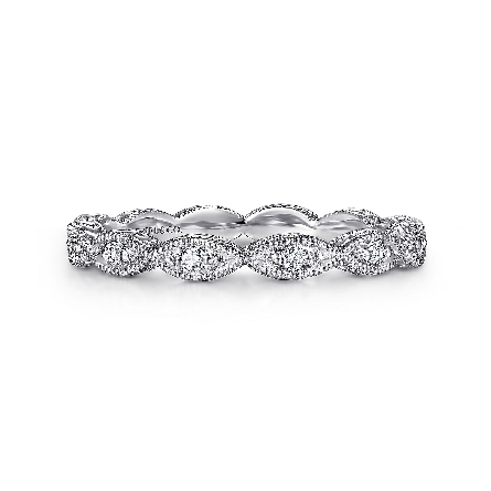14K White Gold Gabriel Marquise Station Ring w/...