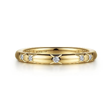 14K Yellow Gold Burnish Set Starburst Ring w/Di...
