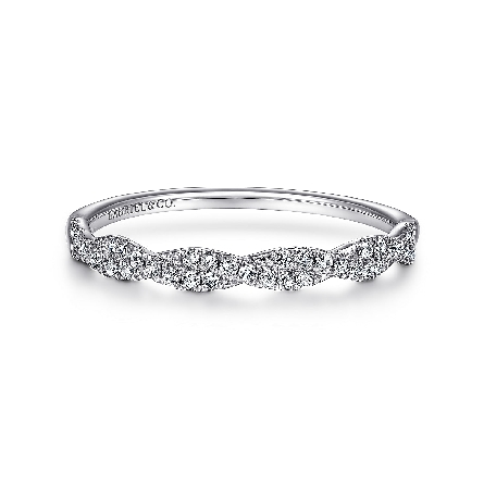 14K White Gold Gabriel Twist Fashion Band w/Dia...