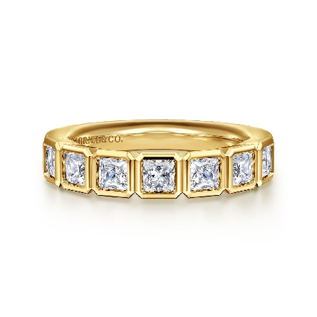 14K Yellow Gold 7Stone Bezel Princess Cut Anniv...