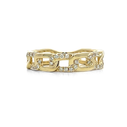 14K Yellow Gold Alternating Polished and Pave C...