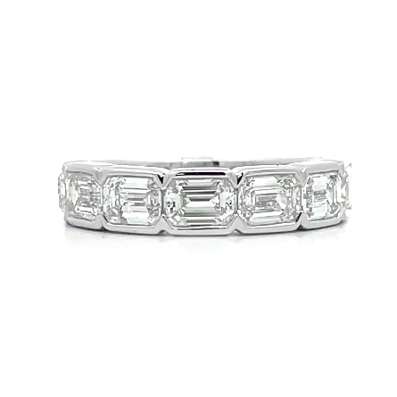 18K White Gold East to West Emerald Cut Band w/...