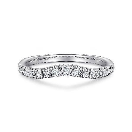 14K White Gold Gabriel French Pave Curved Weddi...