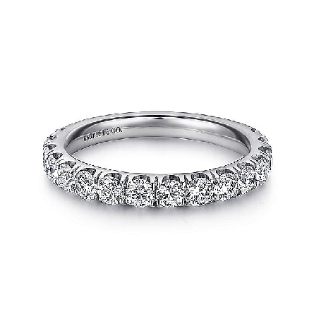 14K White Gold Gabriel French Pave Wedding Band...