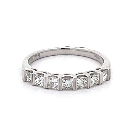 18K White Gold Vertical Prong Band w/7 Princess...