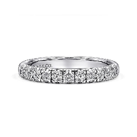 14K White Gold French Pave Band w/Diams=.47ctw ...