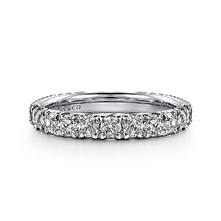 14K White Gold Gabriel French Pave Wedding Band...
