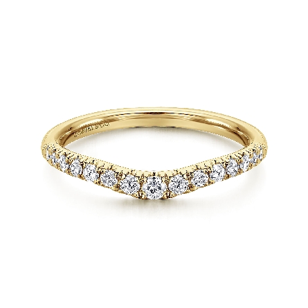14K Yellow Gold Gabriel French Pave Curved Wedd...