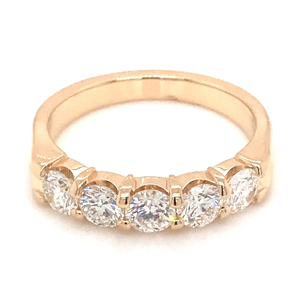 14K Yellow Gold Shared Prong Wedding Band w/5Di...