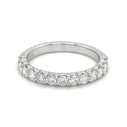 14K White Gold Shared Prong Wedding Band w/13Di...