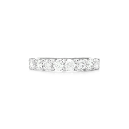 14K White Gold Shared Prong Wedding Band w/8Dia...