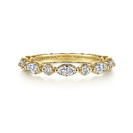 14K Yellow Gold Scalloped Milgrain Band w/Marqu...