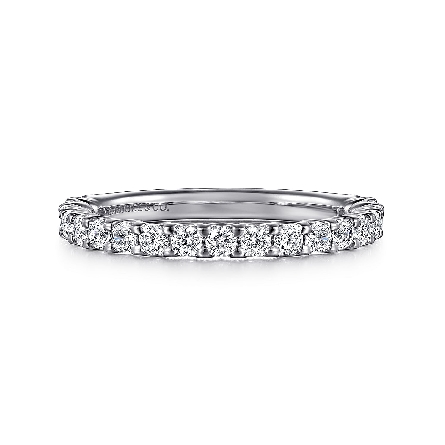 14K White Gold Gabriel Shared Prong Straight Ba...