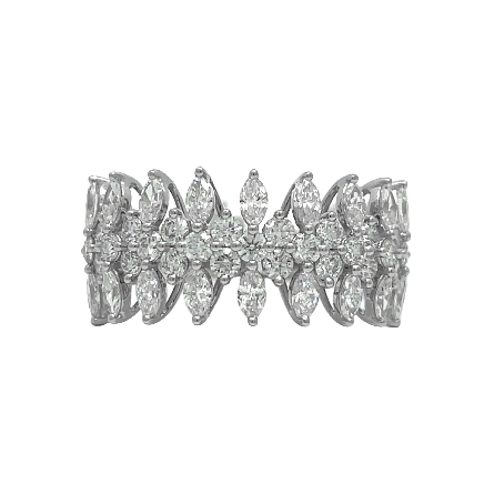/home/earthtreasures/catalog.shopearthtreasures.com/imagedumplarge/EARTH_A1-09020.jpg 18K White Gold Flared Design Wide Band w/43 Dia...