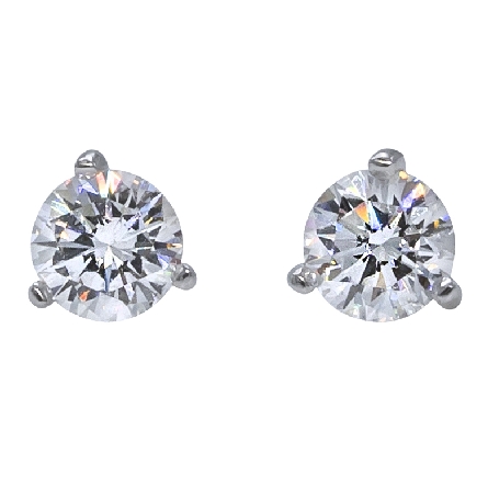 Platinum 3/4ctw Diamond Martini Stud Earrings 2Diams=.81ctw SI2-I1 H-I