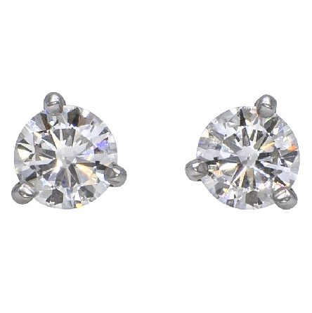 Platinum 1/2ctw Diamond Martini Stud Earrings 2Diams=.55ctw SI2-I1 J