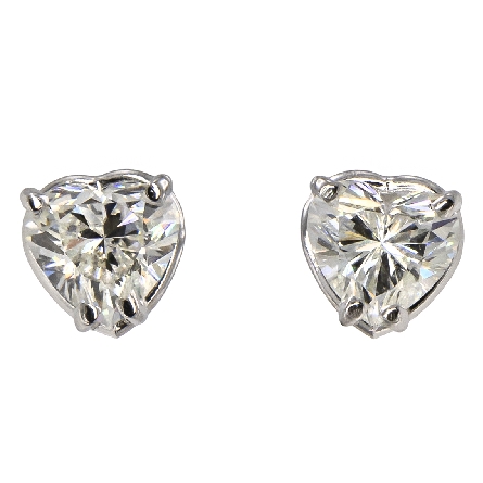14K White Gold 3Prong Heart Stud Earrings w/2Diams=1.40ctw SI1-SI2 I GIA DOSSIERS #6202913187 and #2171573963