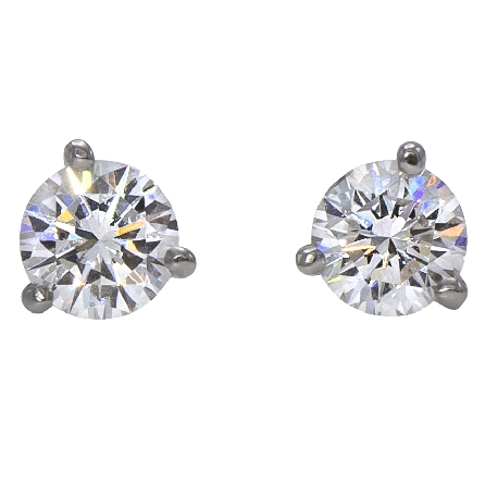 14K White Gold Diamond Martini Stud Earrings 5/8ctw 2Diams=.69ctw SI2-I1 H-I 