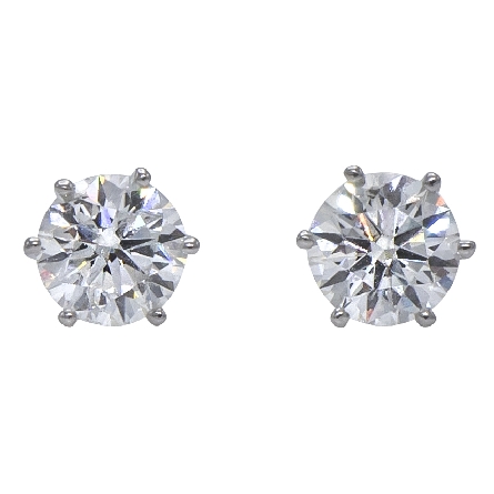 14K White Gold Diamond 6Prong Stud Earrings 5/8...