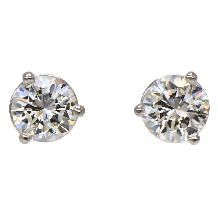 14K White Gold Martini Stud Earrings w/2Diams=1...