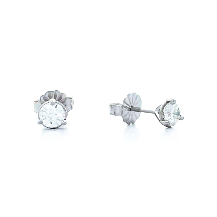 14K White Gold Good Martini Stud Earrings w/2 D...