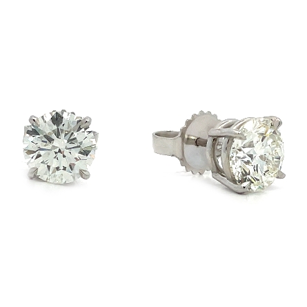 14K White Gold 4Prong Basket Stud Earrings w/2D...