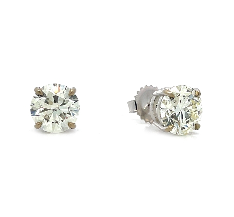 14K White Gold 4Prong Basket Stud Earrings w/2D...