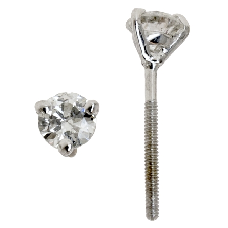 14K White Gold FINE 1/4ctw Martini Screw Back B...