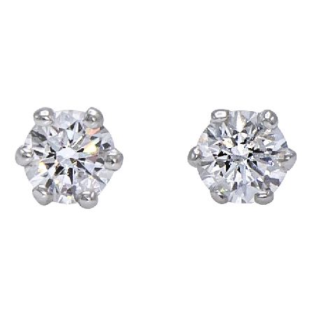 14K White Gold 1/4ctw 6Prong Stud Earrings w/2D...