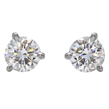 Platinum 7/8ctw Martini Stud Earrings w/2Diams=...
