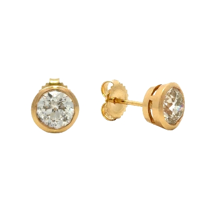 /home/earthtreasures/catalog.shopearthtreasures.com/imagedumplarge/EARTH_A10-05408.jpg 14K Yellow Gold Bezel Stud Earrings w/2 Old Eur...